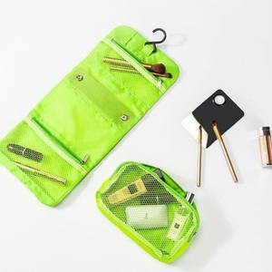 À la mode Oxford tissu pliant sac cosmétique fermeture éclair humide sec séparation léger Portable pour soins de la peau stockage crochet sac - Product Image 3