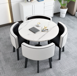 Ensemble de table et chaises de salle à manger extensible moderne pour un usage domestique dans les petits appartements - 4 pièces, meubles de salle à manger pliables en acier - Product Image 2