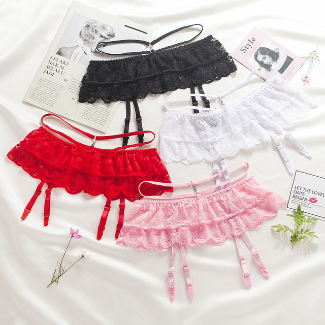 Popular Women's Floral Lace Ruffles Sexy Vintage Metal Clips Garter Belts for Stockings Bridal Garter Accessories