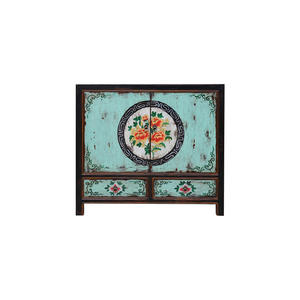 Cabinet de curiosités fait main Shabby Chic en bois massif en détresse rustique de reproduction orientale - Product Image 6