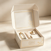 Boîte d'expédition de luxe en carton ondulé couleur crème avec dorure à chaud, insert en EVA pour emballage de coffret cadeau de soins de la peau, parfums et cosmétiques