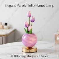 Lampe de bureau rechargeable par USB, lampe de table décorative en forme de bouquet, lumière d'ambiance pour chambre à coucher, ornements lumineux LED en forme de tulipe, veilleuse