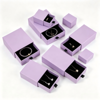 Boîte à bijoux de luxe en carton violet taro, emballage cadeau personnalisé pour ranger bagues, colliers et boucles d'oreilles, avec design gratuit