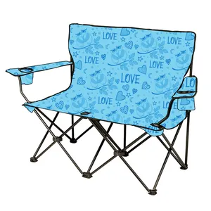 Contemporanea blu tessuto pieghevole doppio a due posti campeggio sedia spiaggia Versatile mobili da esterno per la spiaggia parco fattoria uso