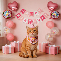 Ensemble de 15 pièces de décoration d'anniversaire pour animaux de compagnie, disponible en rose et bleu, bandana, chapeau, ballon, bannière pour fête d'anniversaire de chien ou de chat