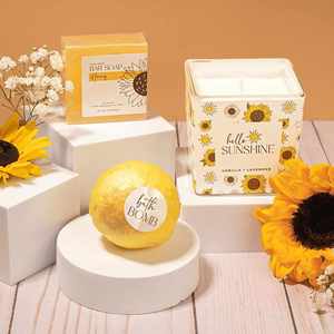 Beautiful Sunflower Theme Handmade Exquisite Ladies <b>Gift</b> Set 16oz Glass Bottle Birthday <b>Gift</b> Basket Personalized Perfect Present - Product Image 3