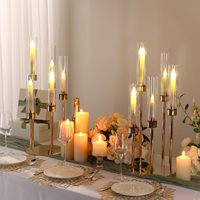 Candélabre à 5 bras de 26 pouces de hauteur en métal, porte-bougie, centre de table pour fêtes et mariages