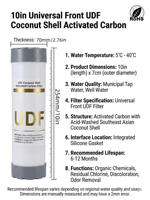 Filtro de Carbón de Cáscara de Coco UDF de 10 Pulgadas, Elimina el Olor a Cloro, para Purificador de Agua Debajo del Fregadero, Uso Doméstico y en Automóviles