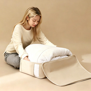 Tianshan Cotton Linen <b>Storage</b> Bag Beige Rectangle Dustproof Moisture Proof For Quilt <b>Clothes</b> Bedroom Organizer - Product Image 3