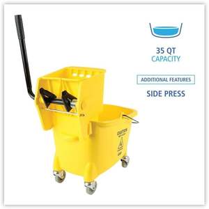 Seau et Essoreur Latéral Unisan Pro-Pac Jaune 8,75 Gallons pour Outils de Nettoyage/Ménage en Zone de Pause (Utilisation de l'eau) - Product Image 4
