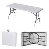Table pliante d'extérieur - Matériel en polyéthylène, design portable pour utilisation en kiosque, table longue, mobilier d'extérieur