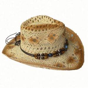 Wholesale Cheap Men Western <b>Hat</b> Bands Distressed Straw Cowboy <b>Hat</b> - Product Image 5