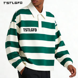 เสื้อถักแขนยาวลายทางแนวนอนขนาดใหญ่ น้ำหนักเบา ระบายอากาศได้ดี สีเขียวขาว สไตล์วาร์ซิตี้ รักบี้ พร้อมป้ายทอ - Product Image 2