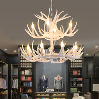 Barres de cuisine en forme de corne de cerf suspension industrielle vintage en résine marron clair lampe suspendue loft rétro traditionnel lustre en bois de cerf