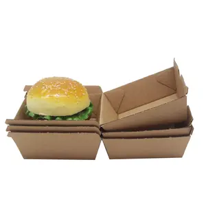 Boîte à hamburgers jetable boîte à hamburgers personnalisée Logo boîte à déjeuner en forme de Burger biodégradable récipient alimentaire