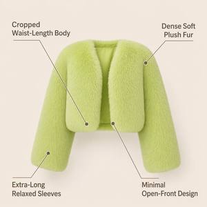 Manteau court en <span class=keywords><strong>fausse</strong></span> <span class=keywords><strong>fourrure</strong></span> de renard pour femme, coupe ajustée, écologique, doux et moelleux, veste d'extérieur tendance - Product Image 2