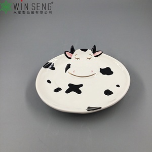 จานเซรามิกลายวัวสีขาว,จานพอร์ซเลนบนโต๊ะอาหารจานขนมแฮนด์เมดจากโรงงานจีนโดยตรง - Product Image 3