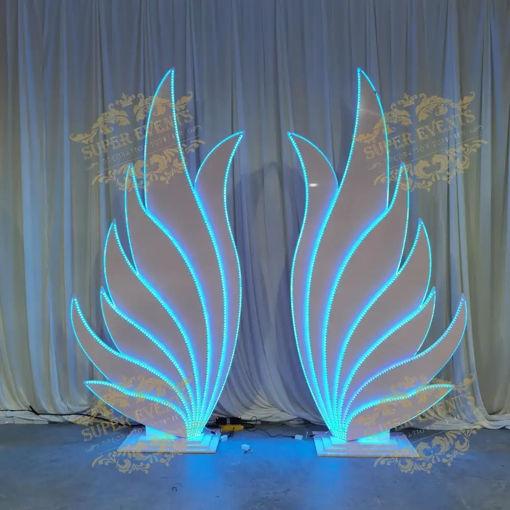 Customized Event Decor Supplies PVC With LED Light Angel Arch Backdrop Panel Wedding Stage Backdrop For Decoration