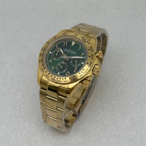 Nouvelle montre chronographe à quartz pour homme de 39 mm, boîtier doré avec cadran à chiffres arabes appliqués, mouvement VK63 - Product Image 3