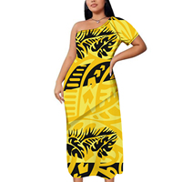 Nouvelle robe maxi deux pièces pour femme, taille plus, imprimé tribal polynésien violet personnalisé, style Samoan Plumeria Floral Puletasi, à une épaule