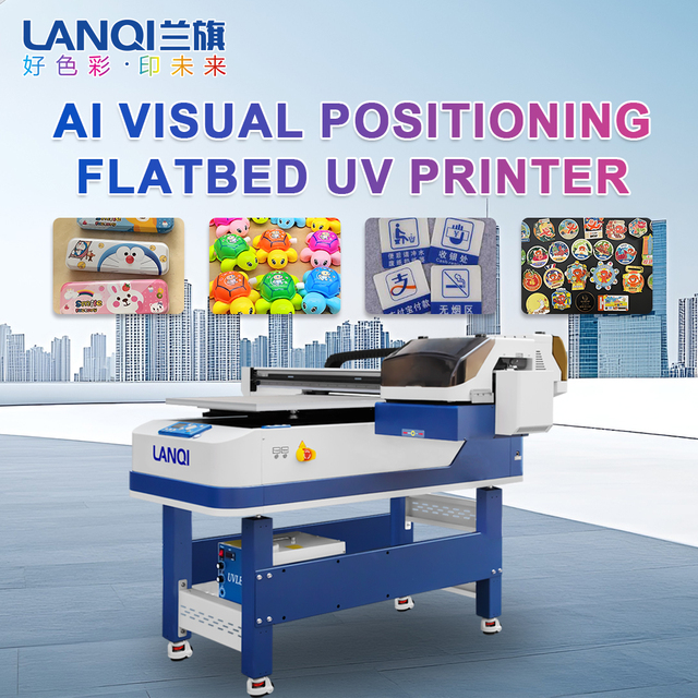 LANQI Small Format Flatbed UV Printer Epson 2400Dpi High Definition for Commercial Display Signage Making Advertising Decoration