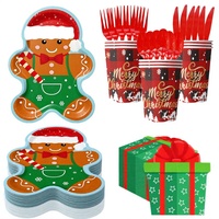 Ensemble de vaisselle jetable pour fête de Noël, assiettes en papier, gobelets, serviettes, couverts, thème Père Noël