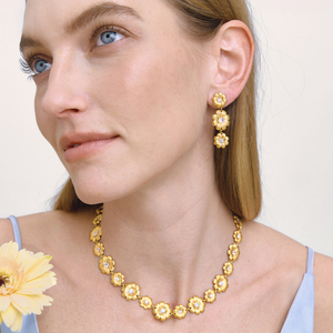 <span class=keywords><strong>Collana</strong></span> coordinata J&D <span class=keywords><strong>con</strong></span> margherite, placcata oro 18 carati <span class=keywords><strong>con</strong></span> zirconi bianchi, gioiello floreale elegante da giardino - Product Image 4