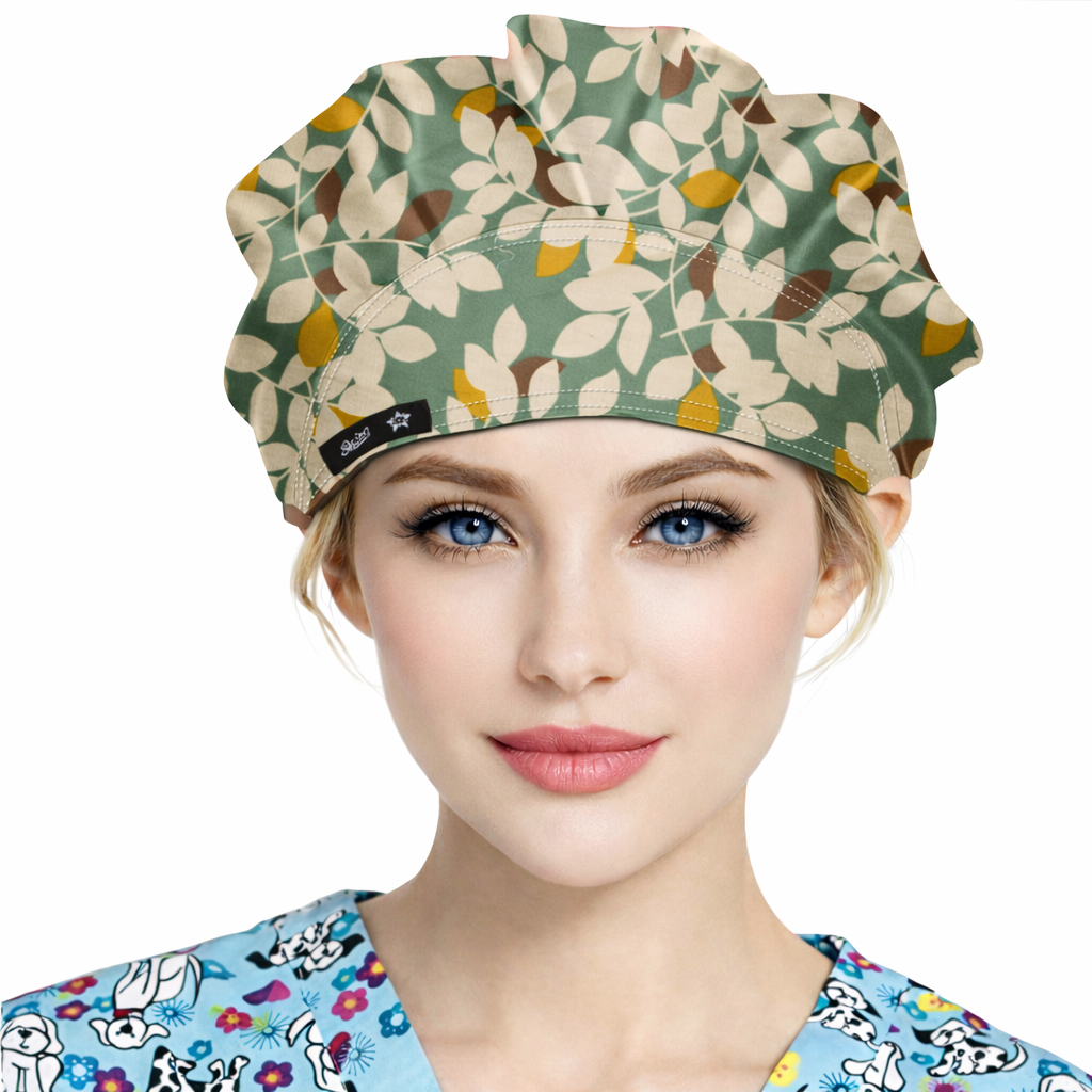 green base with white leaf pattern