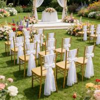 Chaises Chiavari en résine PP dorée et acier doré, durables, pour salle à manger, hôtel, banquet, jardin, location, mariage
