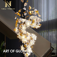 Plafonnier LED décoratif au Design luxueux, luminaire décoratif d'intérieur, idéal pour une Villa, des escaliers, un mariage, une fleur en acrylique