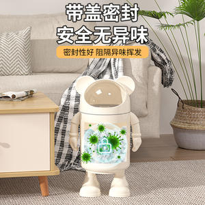 Poubelle cylindrique mignonne avec couvercle, poubelle intérieure anti-poussière pour salon, panier à papier multifonctionnel anti-odeur - Product Image 5