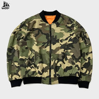 Blouson Bomber Court Matelassé en Twill de Coton Délavé Effet Vieilli Camouflage Personnalisé