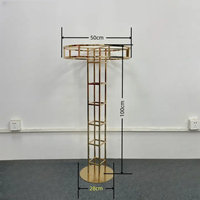 Support à fleurs de mariage en métal doré 120 cm |   Structure en fer à double niveau pour centre de table de fête |   Décoration d'événements festifs