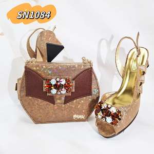2025 Роскошная итальянская обувь и сумка для женщин, Свадебный комплект из искусственной кожи, элегантная сумка-цепочка с камнями - Product Image 2