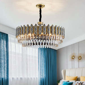 Lámpara de Techo Colgante LED de Cristal Redonda Dorada Moderna Estilo Americano para Sala de Estar y Comedor - Product Image 3