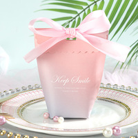Sacs cadeaux de mariage en gros en stock pour invités, emballage de boîte à bonbons rose dégradé, emballage de sac en papier pour foulard en soie de fête