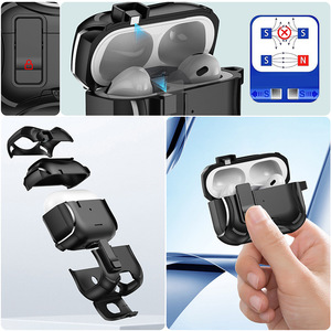 Soporte de teléfono protector anticaída de lujo para <span class=keywords><strong>AirPods</strong></span> <span class=keywords><strong>Pro</strong></span> 2 funda de TPU de parachoques de armadura funcional con llavero y funda para auriculares - Product Image 6