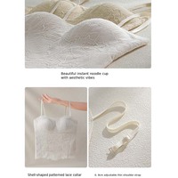 Camisola de encaje francés premium para mujer con copas acolchadas, sin costuras, de una pieza, estilo largo, bralette romántico de moda para usar en capas