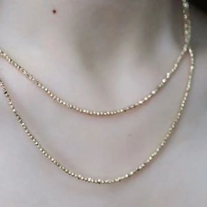 Collar Xinfly de Doble Cadena Gruesa con Cuentas Láser de Oro Amarillo Real de 18k, Resistente al Sudor, de Lujo, Multicapa, para Mujer - Product Image 4