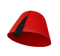 Sombrero turco marroquí rojo de fiesta con borla negra, sombrero de disfraz de fieltro novedoso para Año Nuevo, Halloween, fiesta escolar, vestido