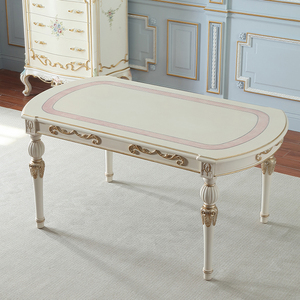 Tavolo da pranzo 6 posti colore bianco e <span class=keywords><strong>rosa</strong></span> <span class=keywords><strong>mobili</strong></span> per sala da pranzo <span class=keywords><strong>mobili</strong></span> per la casa <span class=keywords><strong>mobili</strong></span> <span class=keywords><strong>di</strong></span> lusso antichi <span class=keywords><strong>in</strong></span> <span class=keywords><strong>legno</strong></span> massello - Product Image 3
