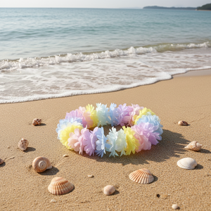 Macaron-Colored <b>Flower</b> <b>Garland</b> Hawaiian Hula Costume Accessory & Bonfire Party Decoration Prop - Product Image 6