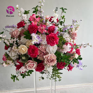 Centrotavola Floreale Decorativo per <span class=keywords><strong>Matrimoni</strong></span>, Sfere di Fiori Rosa Acceso, Bianco, Avorio, Verde e Viola - Product Image 2
