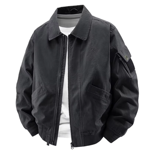 Herbst Frühling Herren Vintage American Style Long Jacket Workwear Freizeit mantel Turn-Down Kragen Taschen XL Zipper Washed Shearing - Product Image 5