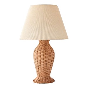 Vintage Rattan <b>Table</b> Lamp E27 <b>Led</b> Bulb Base Switch Control Bedroom <b>Bedside</b> Lamp Eco Friendly Artistic Home Decor - Product Image 5