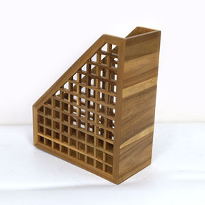 Multifunzione marrone in legno di bambù per libri di riviste supporto per ufficio Desktop da salotto posta organizzatore cestini - Product Image 2