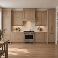 Ensemble d'armoires de cuisine modulaires en chêne blanc de style Shaker moderne de luxe Apex avec îlot, rangement complet, écologique, ignifuge