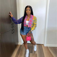 Donna all'ingrosso Top camicia alla moda nuovi arrivi camicia a quadri donna manica lunga trend Plaid Crop Top camicie per donna