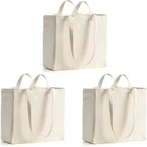 Bolsas de mano recicladas de lona de Color sólido al por mayor impresas Bolsas de tela Bolsas de mano de algodón con logotipo impreso personalizado Bolsas de compras