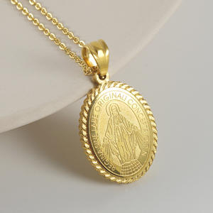 Médaille religieuse personnalisée Saint Benito Visage Sacré, médailles chrétiennes <span class=keywords><strong>Ange</strong></span> <span class=keywords><strong>Gardien</strong></span>, Médaille Miraculeuse Marie en métal doré, design tendance - Product Image 5